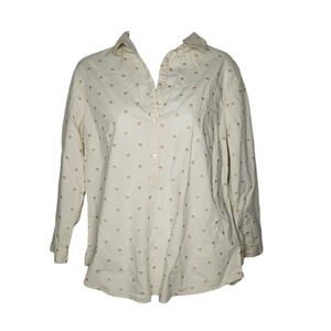 Women's Lands' End Polka Dot Blouse, Size 10, Beige & Brown